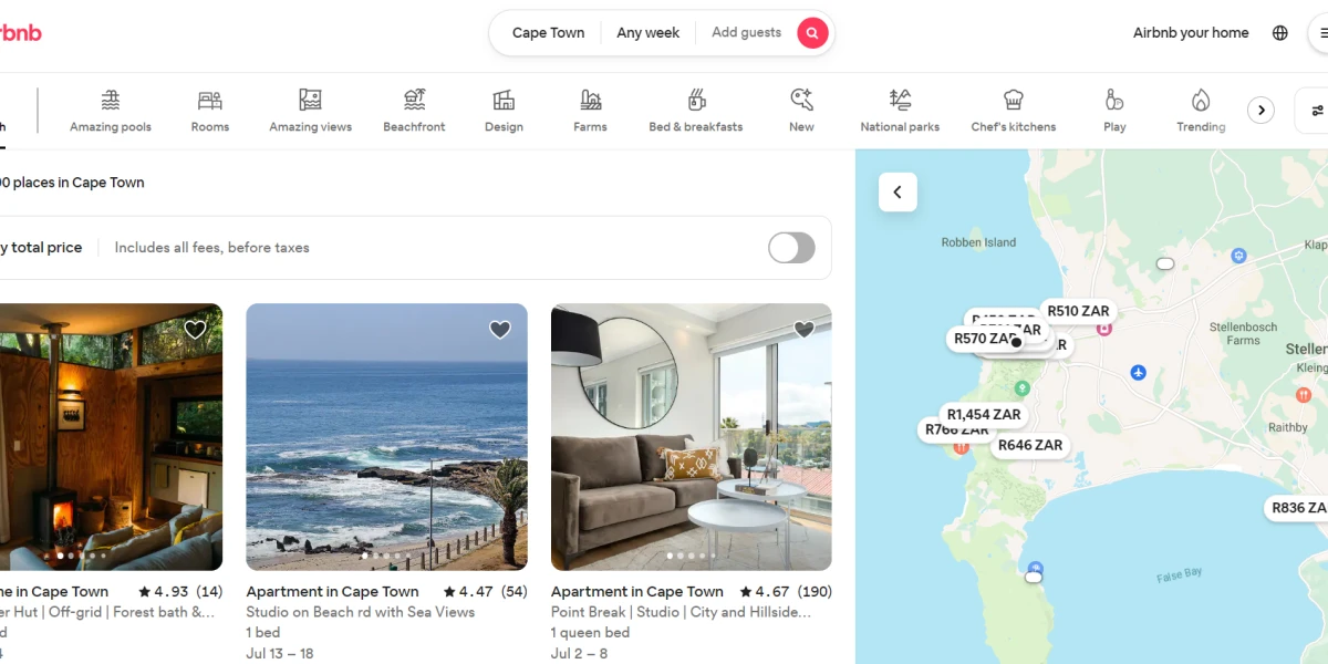 Airbnb temporary Accommodation Cape Town