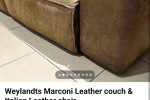 2 seater leather couch, 1 white leather office chair
