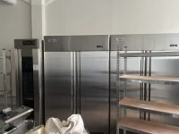 Kitchen equipments: commercial fridge, mixers, tables, machines