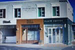 Shop front consisting of wood framed glass door, 1 large piece of glas...
