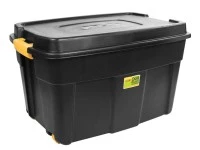 7 x 110 liter plastic totes with wheels underneath - and some smaller ...