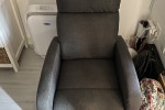 Queen bed with headboard and one side table, Double door fridge and sm...