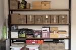 Iron sideboard, large book shelf, desk