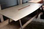 Disassembled boardroom tabletop, table legs