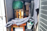 Couch, Large desk, Small desk, Bicycle, Bookcase, Tv stand, Wooden box...