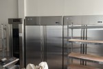 Kitchen equipments: commercial fridge, mixers, tables, machines