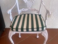 Cast iron six seater patio table, Six cast iron patio chairs