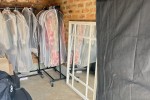 Double bed + base , crates, boxes, mirror