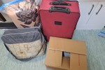 Large suitcase, Box, 3 plastic bags