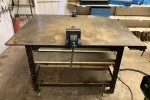Two steel work tables one is 2.1m x 0.9m x 0.95m LWH and the other 1.5...