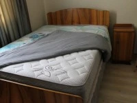Double bed - large base and head piece, Bed side table, Mirror set wit...
