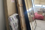 Cabinet, painting x 2, mirror large