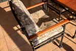8 seater iron and wood patio table, Iron Patio chair with cushions (8...