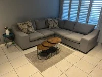 Corner couch, Recliner chair, Coffee table, 2 x side table