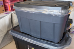 Queen bed, Bedside table, Fridge, Washing machine, Office chair, Black...