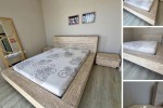 Queen size bed ,matress and 2bedside tables and lights