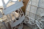 Wraught iron patio set 9 piece, wraught iron chairs x 8