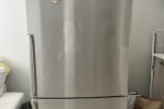 Double bed, Fridge, Washing machine, L-shape couch, Headboard