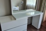 Queen size base and mattress, 1 x 6 seater rectangle glass table, dini...