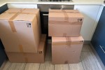 Fridge, Washing machine, Couch, Cabinet, Boxes (5), Arm chair
