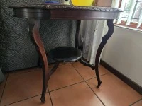 Single door fridge, Small box freezer, Occasional table, Occasional ta...