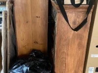 4 dining chairs, simple wood, 2 book shelve units, roughly 2mx1, wardr...