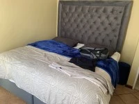 Corner sofa, table and 4 chairs, fridge, washing machine, 2 single bed...