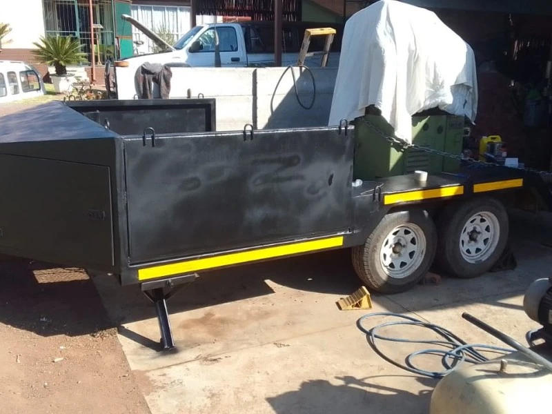 Trailer. With milling machine, generator, toolbox, small lathe, and sm...