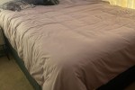 Queen size bed, Bed side table, 1 table 120cm, Fridge, 8 boxes, 2 laun...