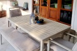 Patio table, Patio bench x 2, Patio chair x 2