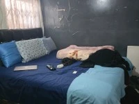 Queen Bed, 2 Suitcases, Travel Bag
