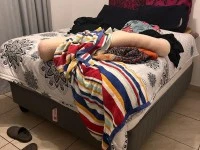 Queen bed, L-shaped couch, Bunk bed, Front loader washing machine, Tv ...