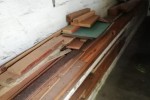 Roughly about 3m2 of timber, a workbench and a couch