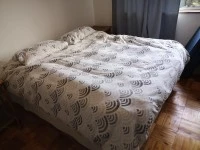 3 seater couch, Wooden chest, Small bookshelf, Medium bookshelf, Chair...