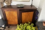 King size extra length bed and mattress, Table, Cupboard, Table (2), L...