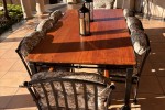 8 seater iron and wood patio table, Iron Patio chair with cushions (8...