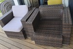 Outdoor chairs, gas braai and gas cylinder