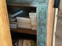 4 dining chairs, simple wood, 2 book shelve units, roughly 2mx1, wardr...