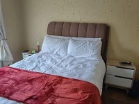 Double bed, pedastals x2, chest of drawers, flat screen tv, 2 seater c...