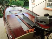 Classic River boat, Mariner outboard and galvanised trailer