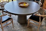 Round 120cm concrete dining table and 4 wooden chairs