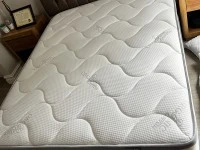 Queen bed, headboard, outside couch, coffee table