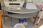 Double bed and mattress, Bedside table, Study desk wood frame with gla...