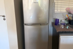 Queen bed, Bedside table, Fridge, Washing machine, Office chair, Black...