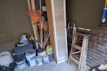 12 Large Pots, Small bench, broom cupboard, folding ladder, Weber