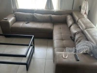 Queen Bed, Couch, Coffee table, Dining room table, Washing machine, Tv...