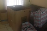 Double bed, Washing machine, 220 lt fridge, Boxes and bags
