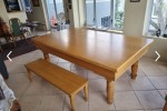 Pool/Dining table with table top, 2 x Benches, 2 x Cues and balls, Kin...