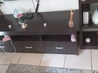 King size bed and headboard, 3 peice recliner lounge set, wooden tv un...