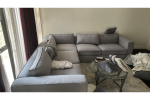 L shaped couch, Glass dining table, Glass Console